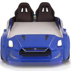 Дитяче ліжко машина GTR Blue 190х90 см з підсвіткою, музикою, шкіряний салон, пультом